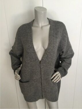 Mod Ref Gray Zip-Front Knit Cardigan Size M